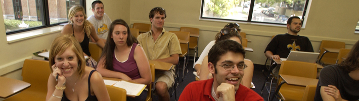 English students in class in Bobet Hall