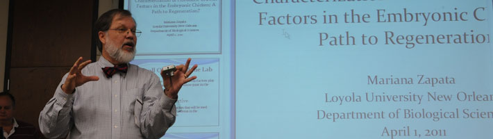 Craig Hood speaking at the undergraduate research symposium